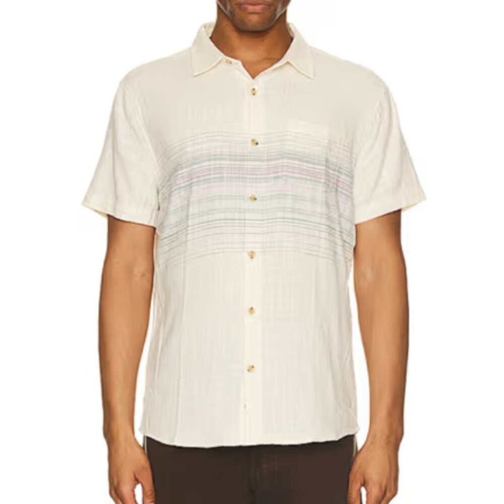 Revolve Men Marine Layer Resort Short Sleeve Stretch Selvage Shirt Size MARGE